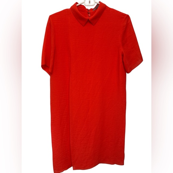 COS Red Shift Shirt Dress with Peter Pan Collar & Short Sleeves NWOT - Picture 1 of 7